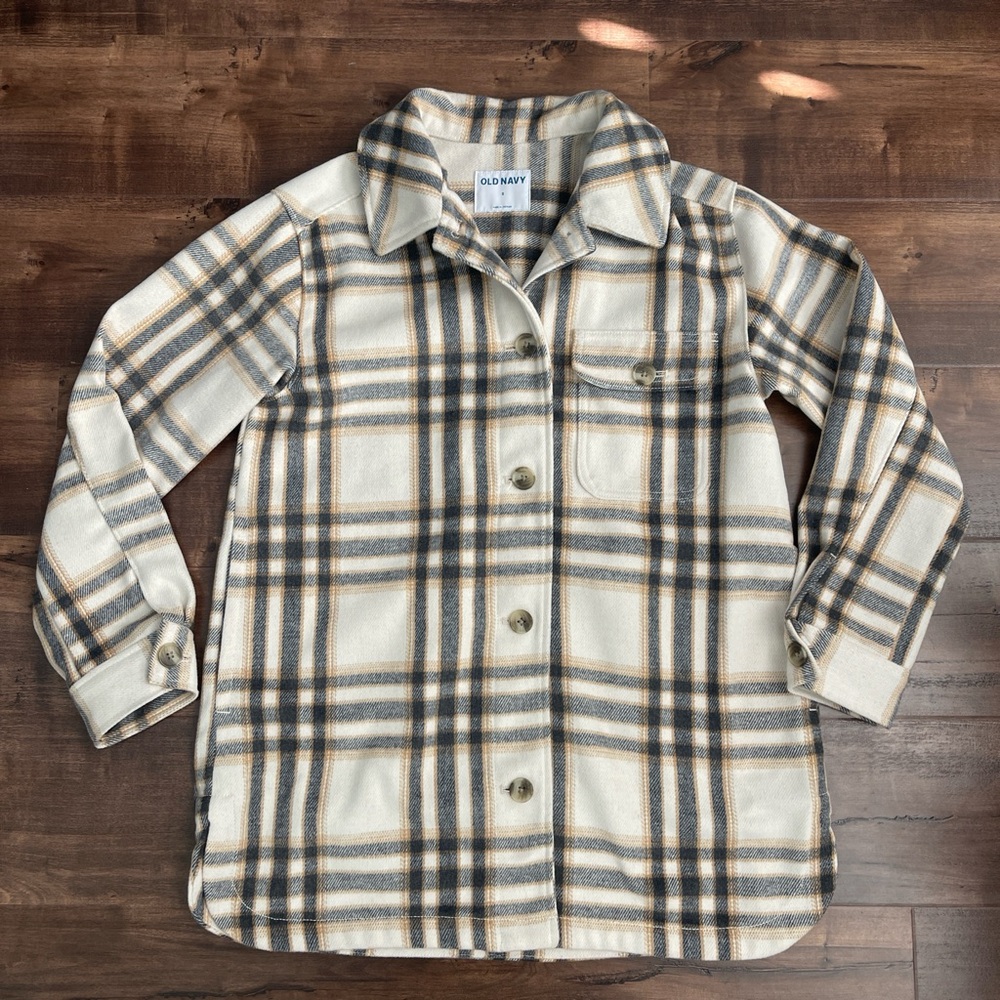Old Navy shacket Plaid Button Down - Cream and Brown